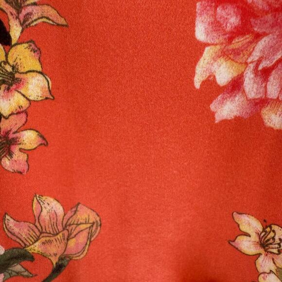 Chico's Orange Floral Button Front Casual Blouse Women's Size 12 14 - Picture 8 of 12